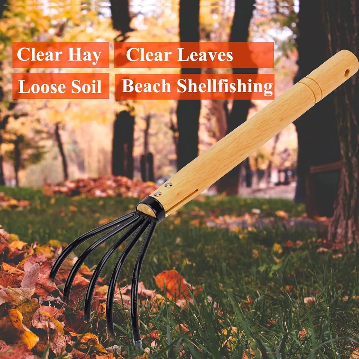 5 Claw Garden Rake Hand Tool - Image 1