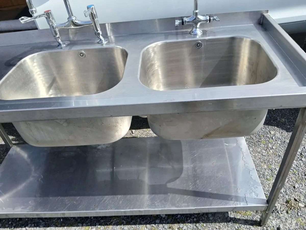 Staneless steel cabbinet double sink unit complete - Image 1