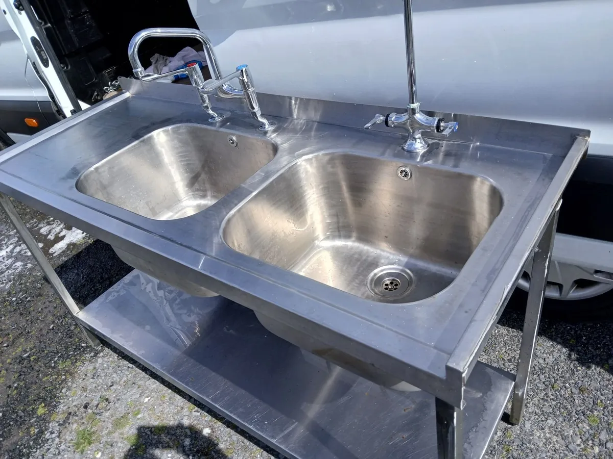 Staneless steel cabbinet double sink unit complete - Image 1