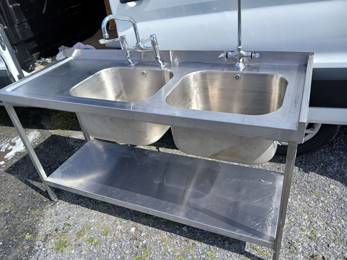 Staneless steel cabbinet double sink unit complete - Image 2