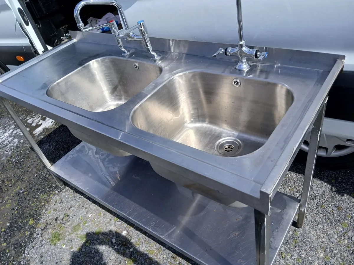Staneless steel cabbinet double sink unit complete - Image 4