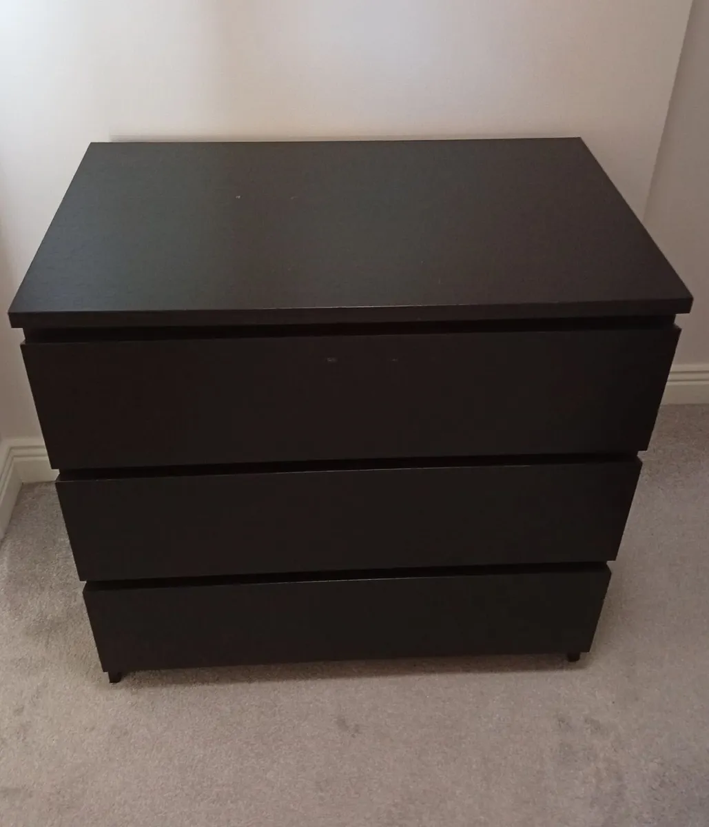 Ikea Malm Chest of 3 drawers Black/Brown - Image 1