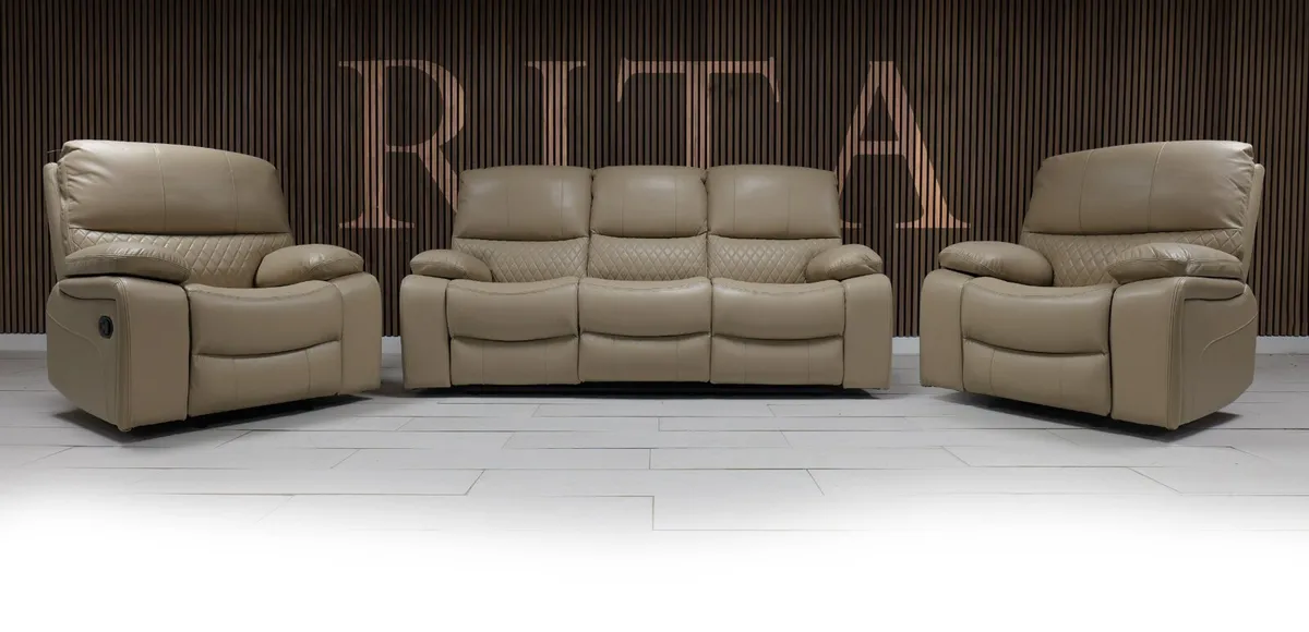 3+1+1 Leather & Fabric Recliner Sofa Sets - Image 2