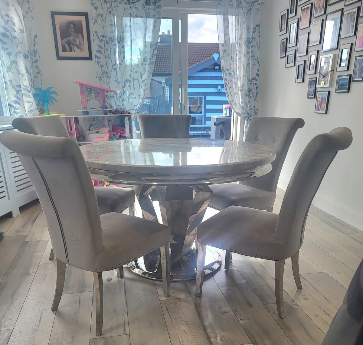 Marble dining table and 5 chairs