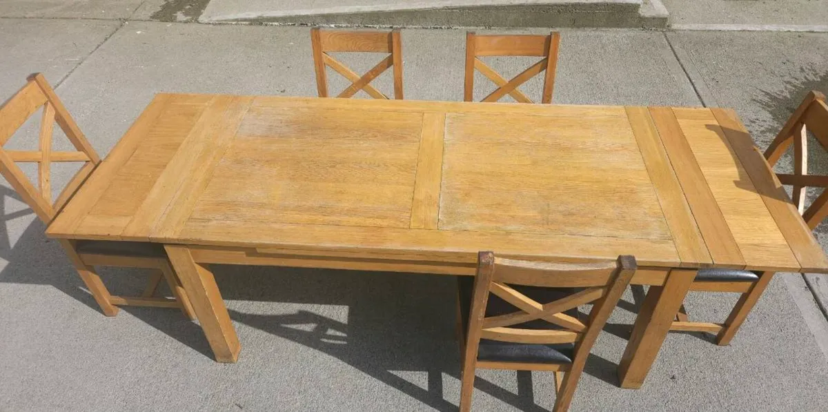 Solid Oak Table and Chairs - Image 2