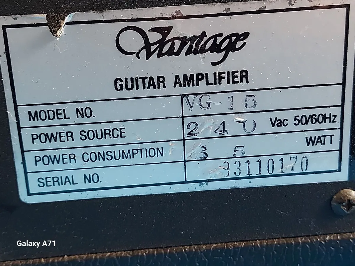 Vantage Guitar Amplifier, Model No. VG-15 - Image 4