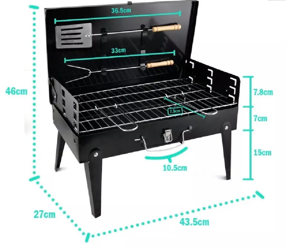 New Portable BBQ Grill Barbecue & Utensils - Image 2