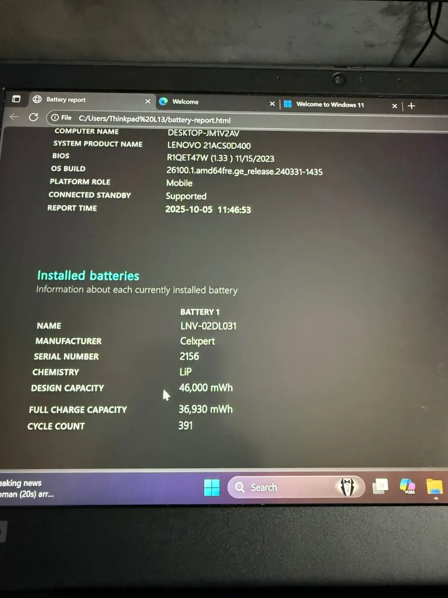 Lenovo ThinkPad L13 Gen 2 Laptop Ryzen5/8GB/256SSD - Image 3