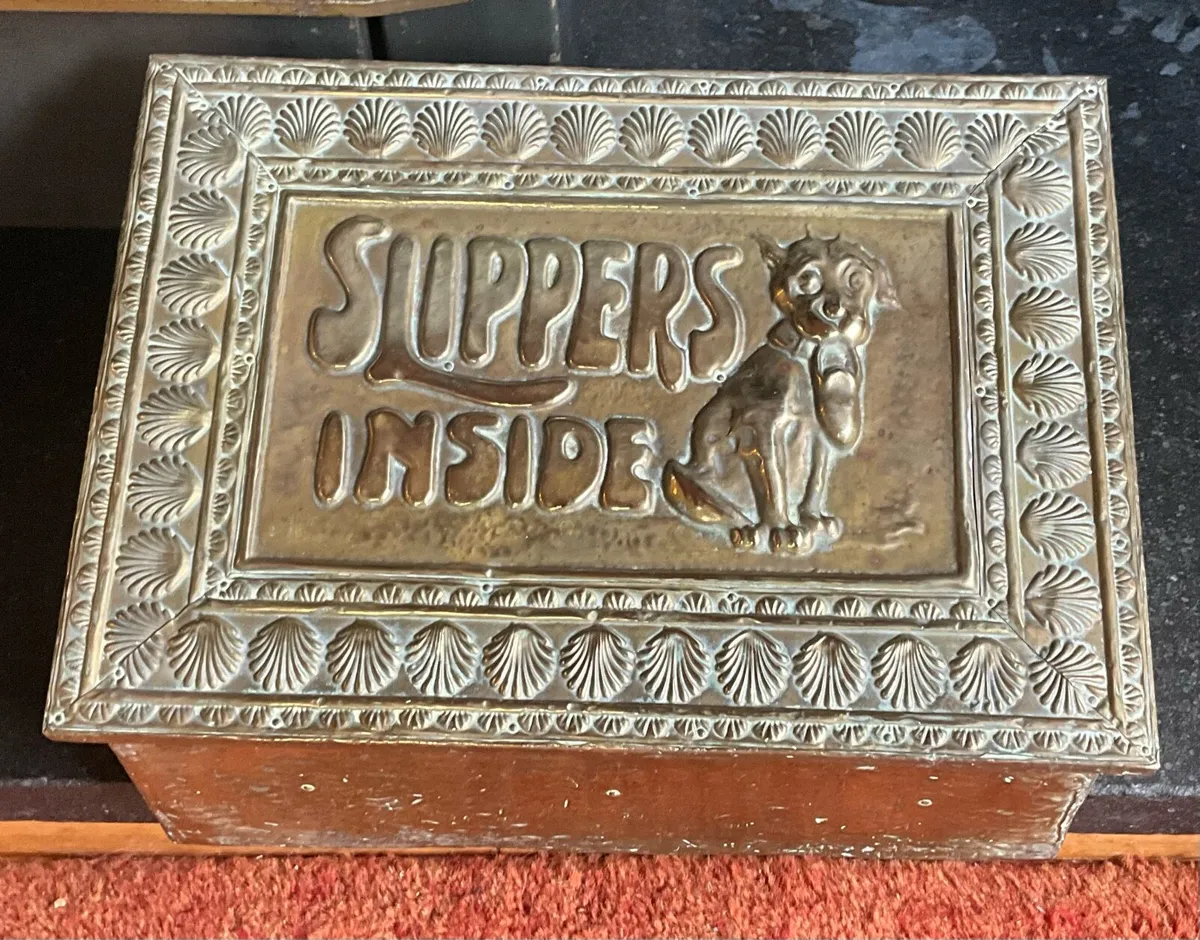 1920s Antique Brass Bonzo Slipper Box - Image 1