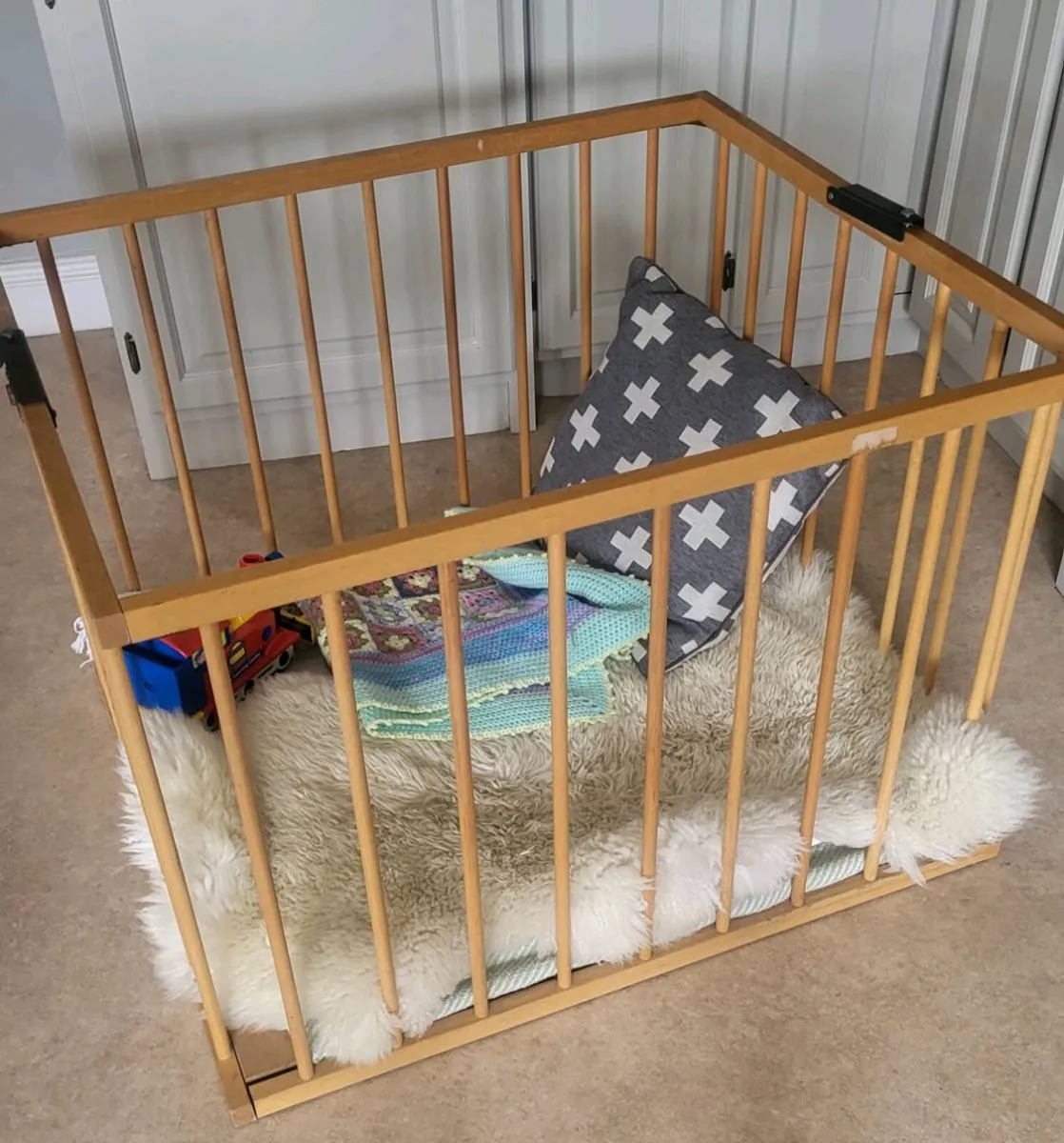 Wooden Folding Baby Playpen – Compact - Image 1