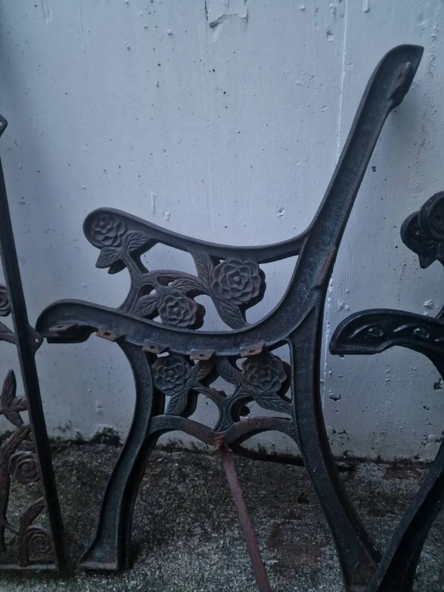 matching garden bench cast iron + backs. - Image 3