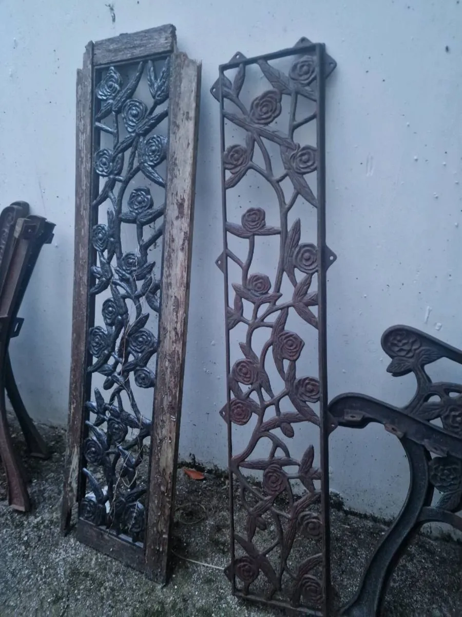 matching garden bench cast iron + backs. - Image 4