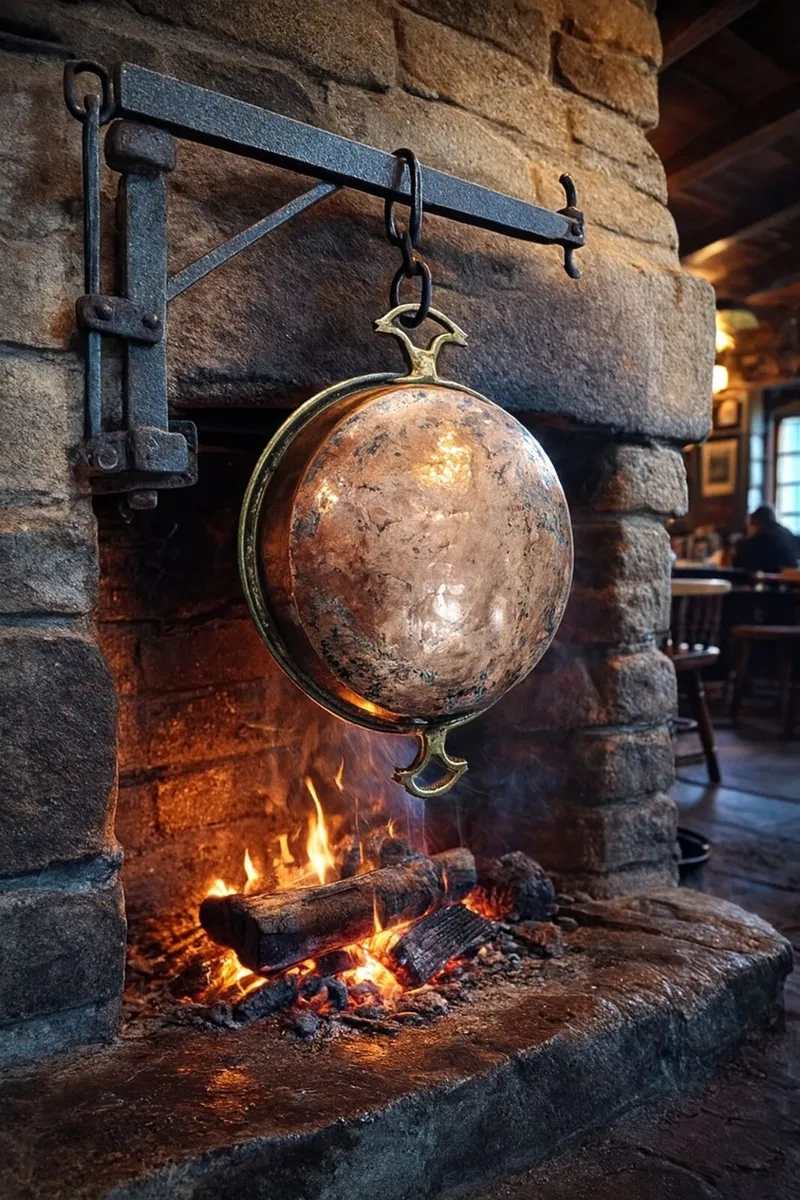 antique vintage COPPER PAN skillet cottage rustic - Image 1