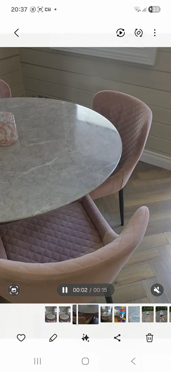 Solid marble dining table and chairs - Image 3