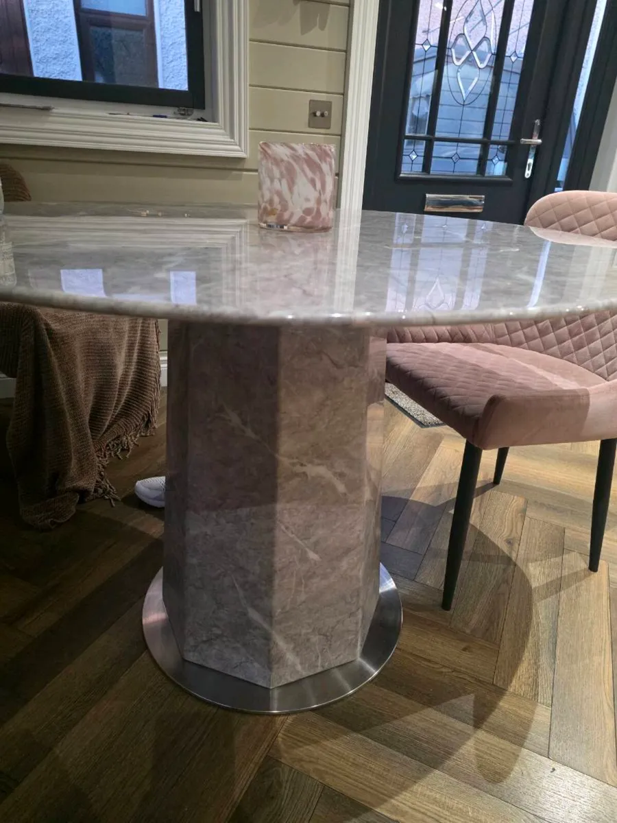 Solid marble dining table and chairs - Image 2