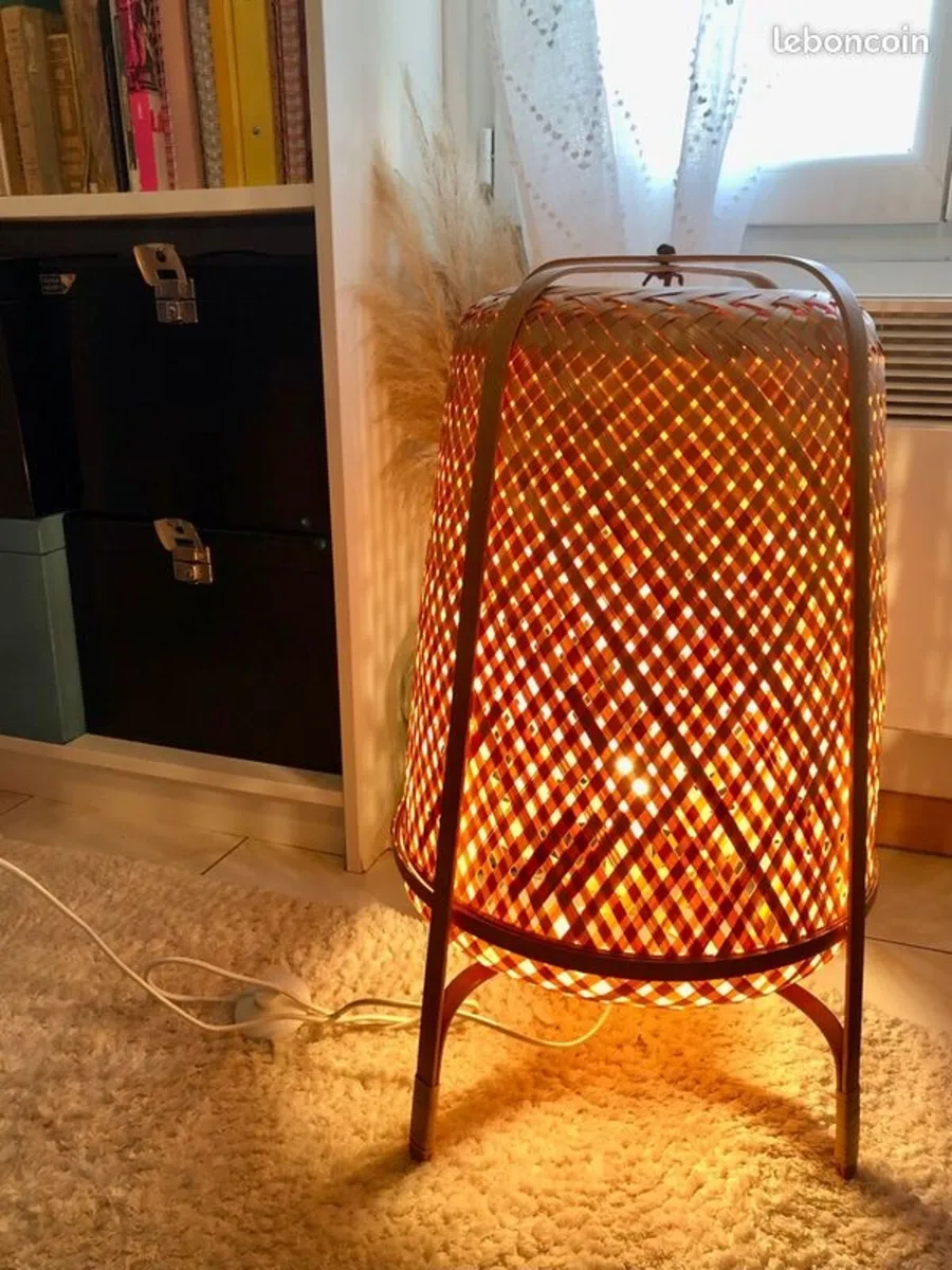 Vintage Ikea Knixhult Bamboo Ratan Floor Lamp - Image 4