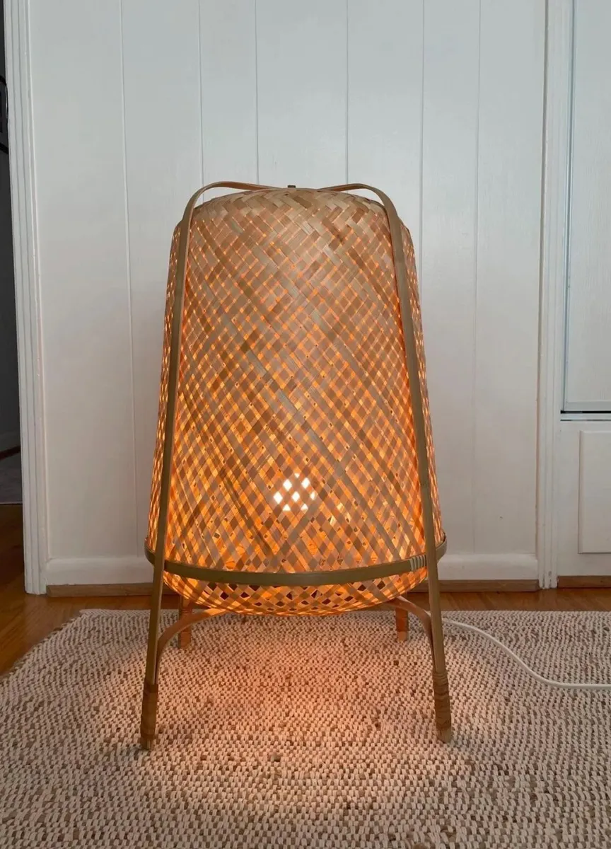 Vintage Ikea Knixhult Bamboo Ratan Floor Lamp - Image 2
