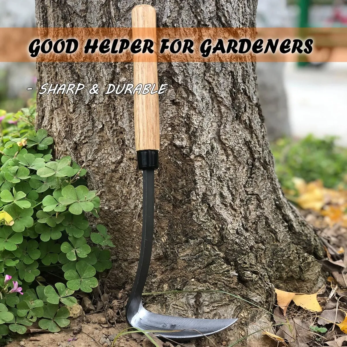Wooden Handle Garden Hoe Weeder - Image 3