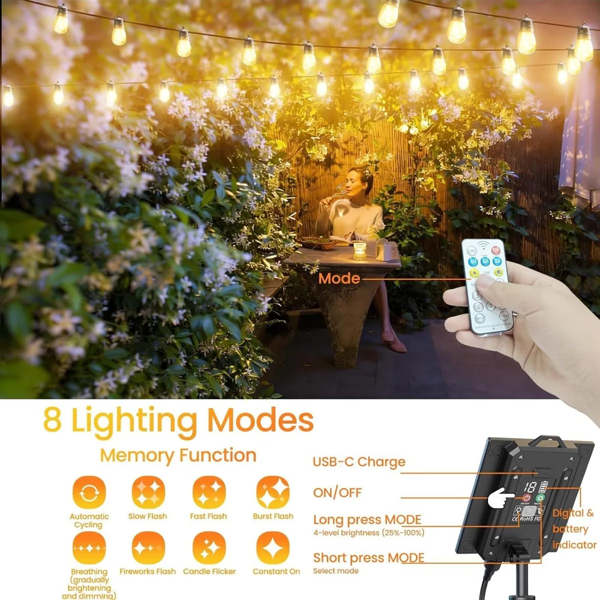 17m Solar Garden String Lights - Image 2