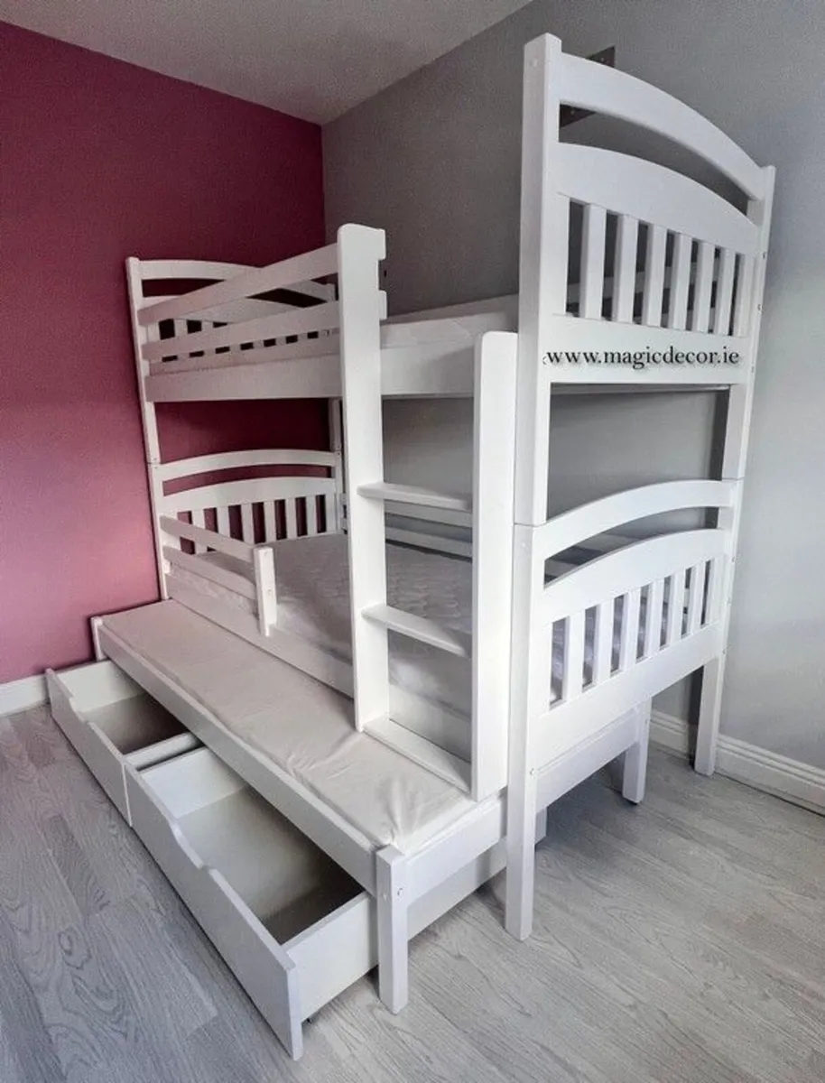Solid Wooden Triple Bunk Beds with mattresses - Image 3