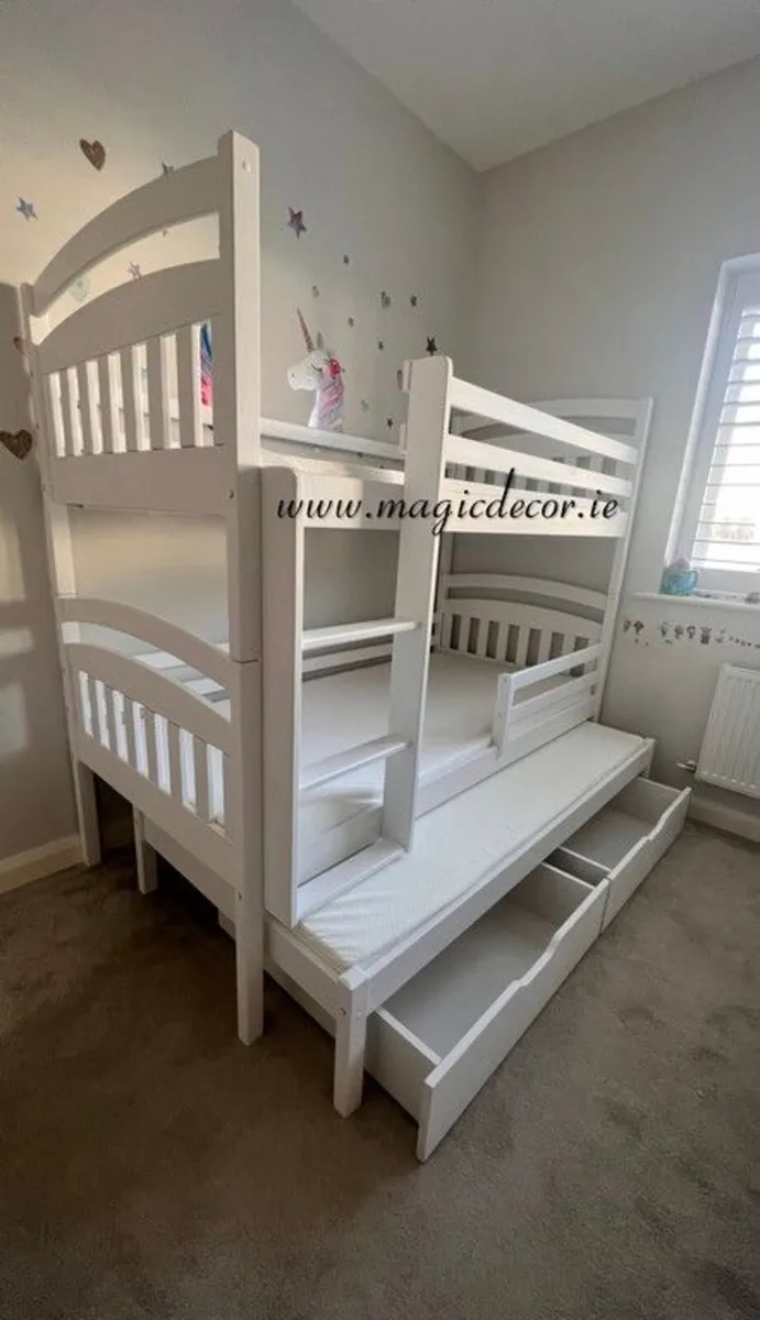 Solid Wooden Triple Bunk Beds with mattresses - Image 4