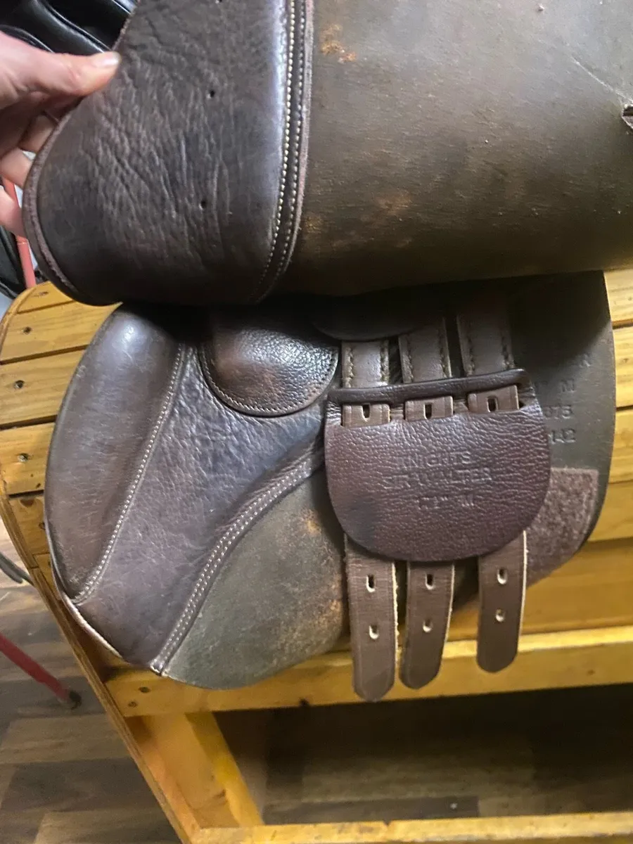 Knights 17-17.5 wide adjustable Leather saddle - Image 3