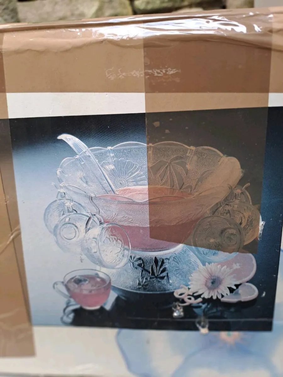 Vintage 27 Piece Glass Punch Bowl Set Boxed - Image 1