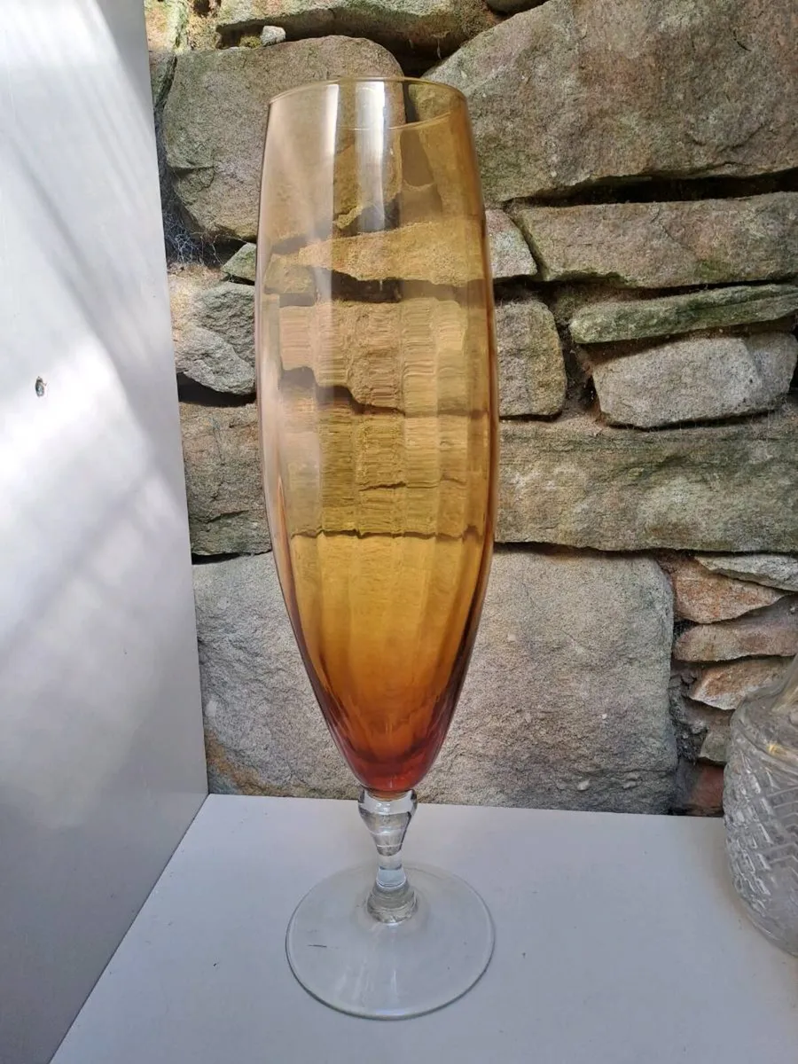 Large Amber Art Glass Floor Vase 45cm - Image 1