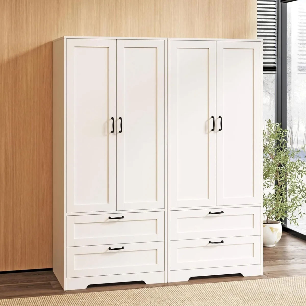 Bedroom storage wardrobe with hanging rod 63 inch - Image 2