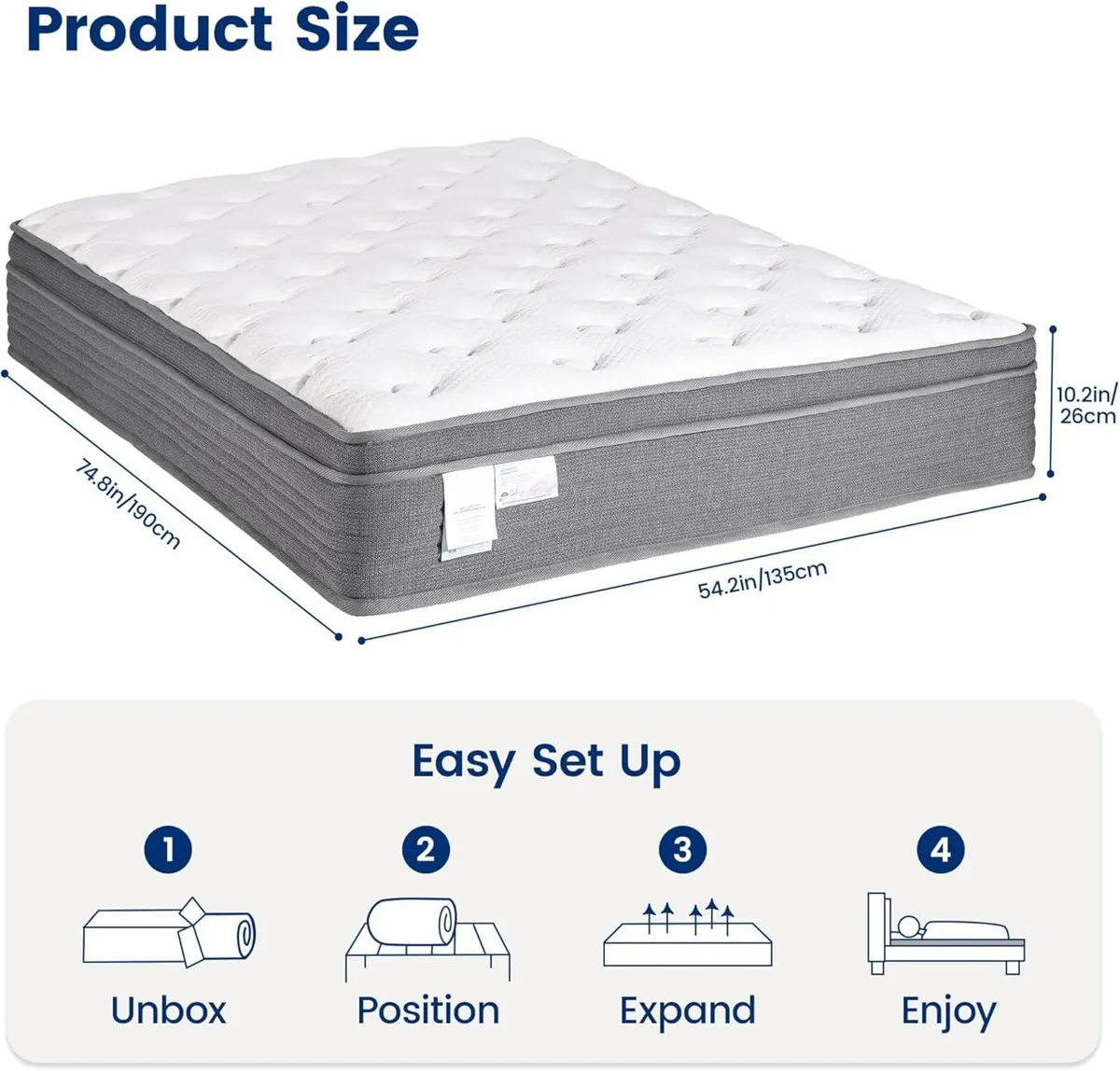 10-inch 4FT6 Double Mattress Hybrid Cooling - Image 3