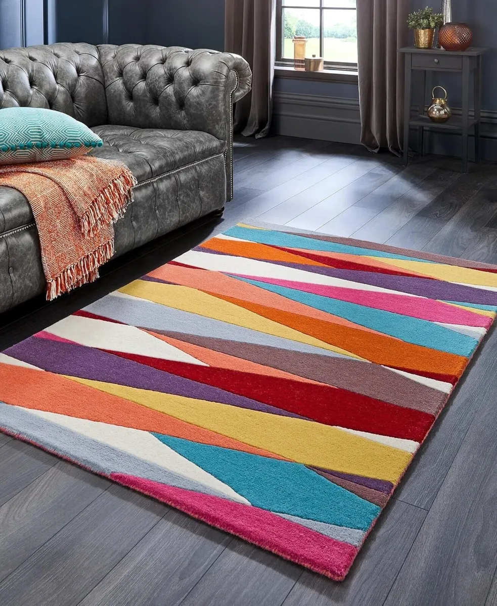 Modern Geometric Pure Wool Rug for Home Living - Image 1