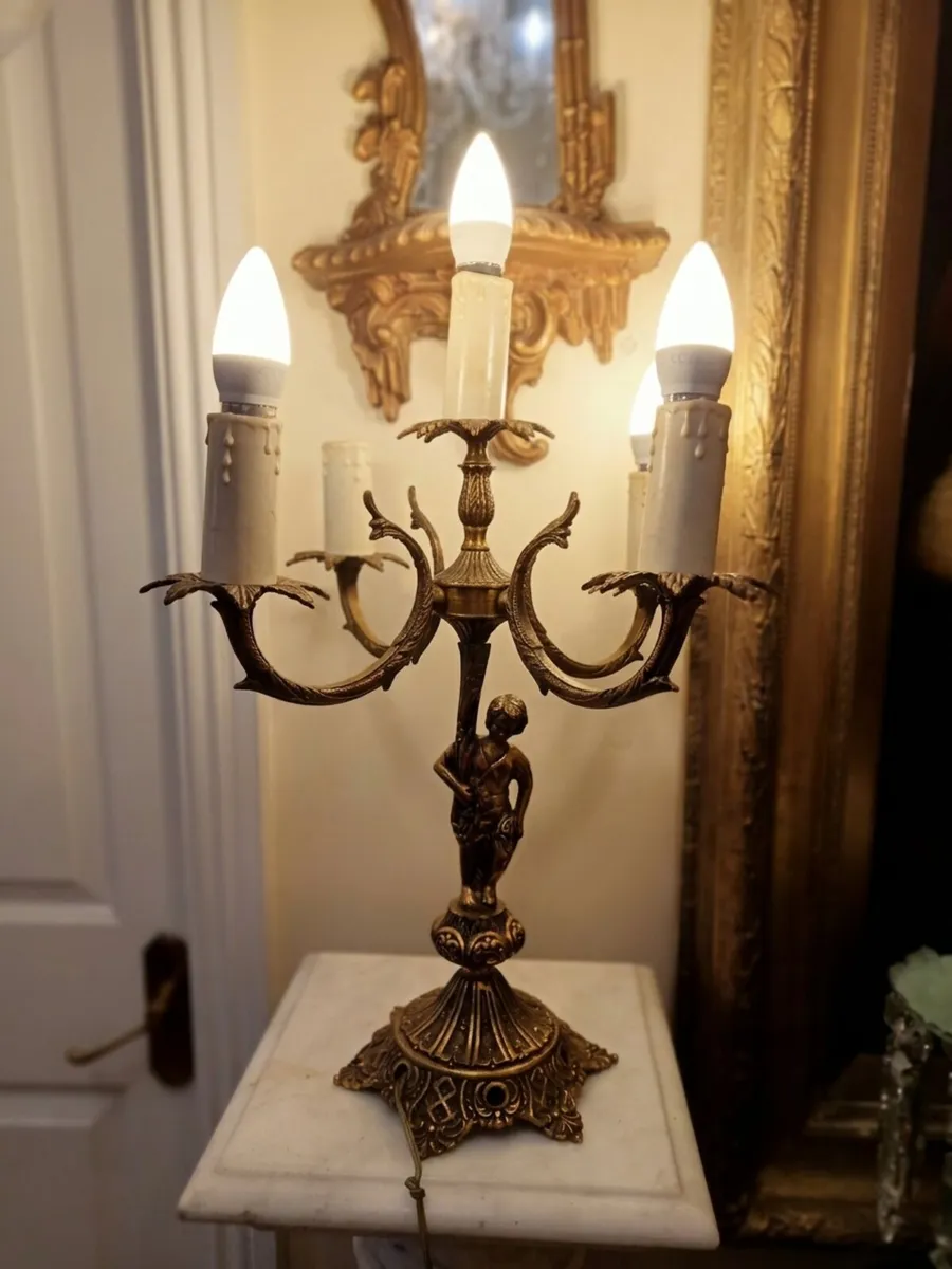 Vintage brass candleabra lamp - Image 3