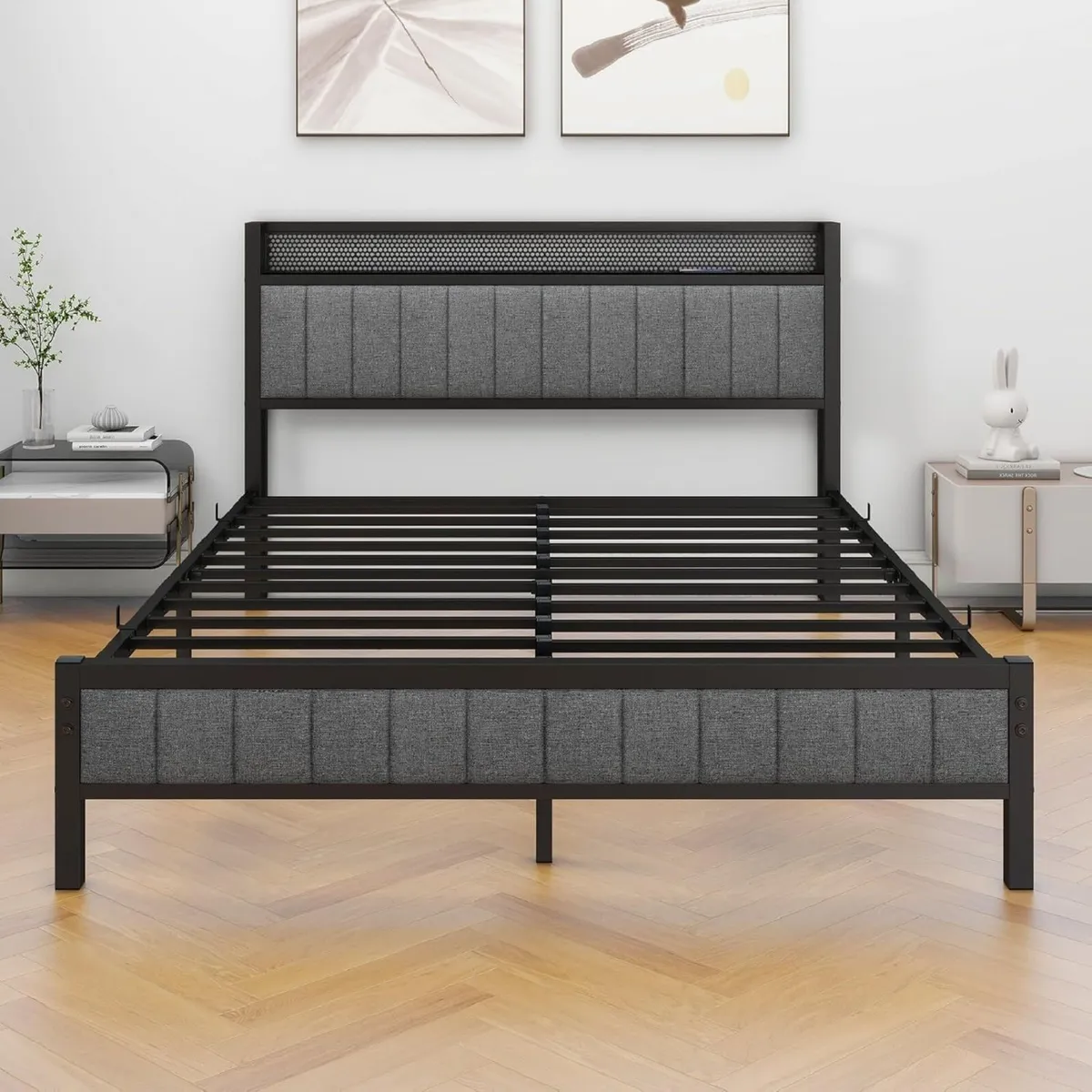 King Size Bed Frame with Storage and Headboard - Image 4