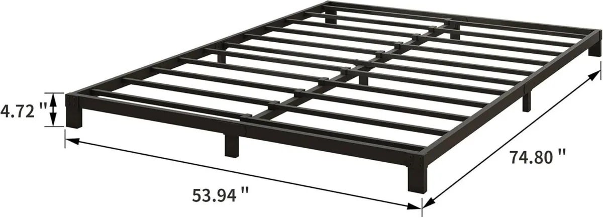 12cm Low 4ft6 Double Bed frame Metal 135x190 cm - Image 2