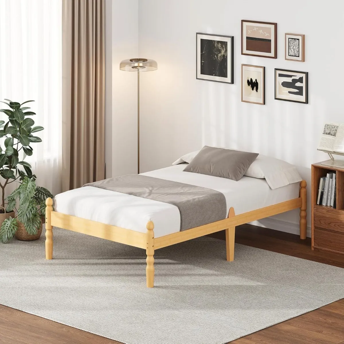 Solid Wood Single Bed Frame Eco-Friendly Bamboo - Image 1