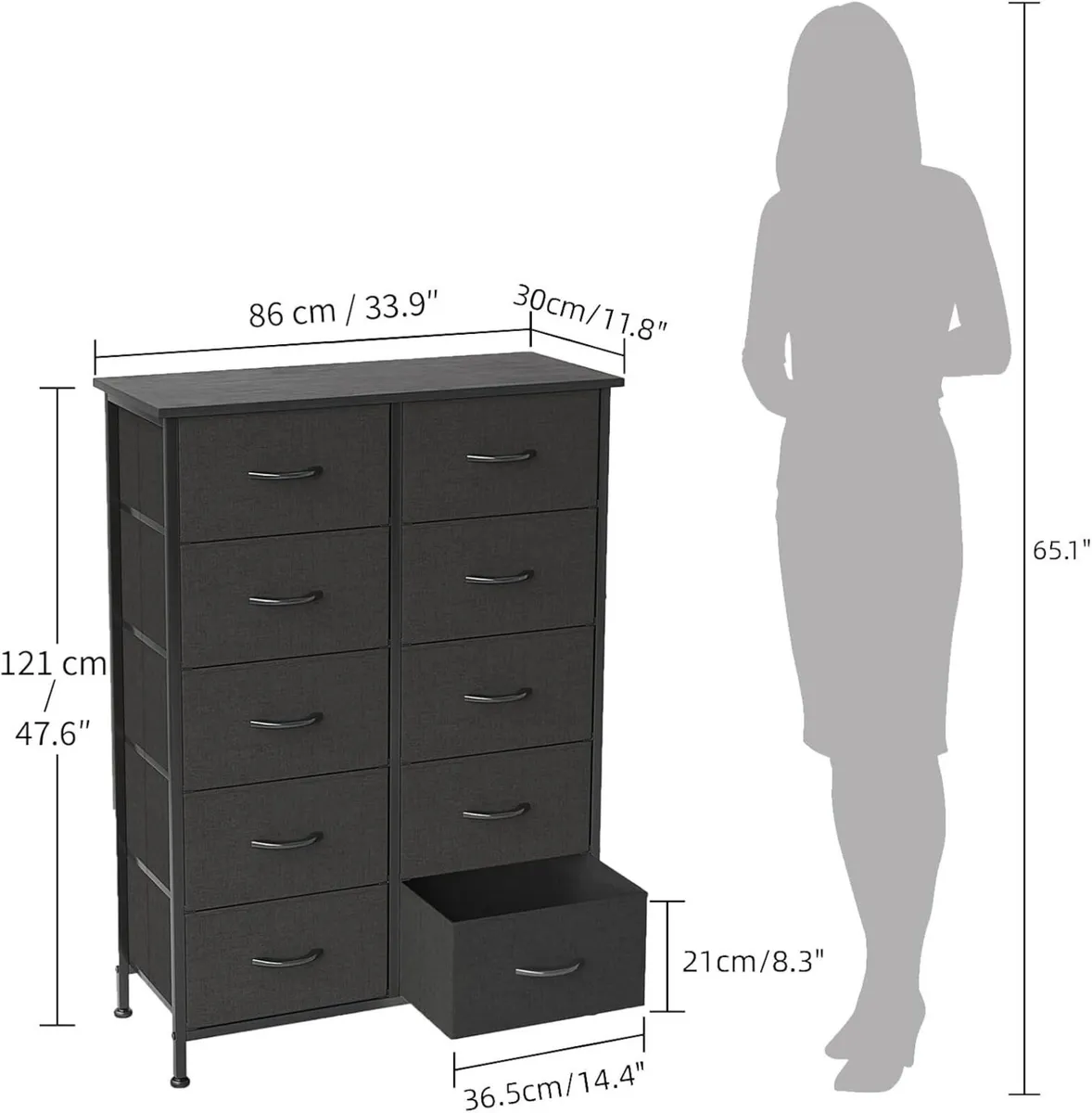 Chest of Drawers for Bedroom 10 Drawer Tall - Image 3