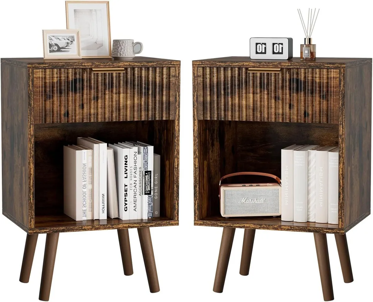Mid Century Modern Nightstand Set of 2 Side Table - Image 1