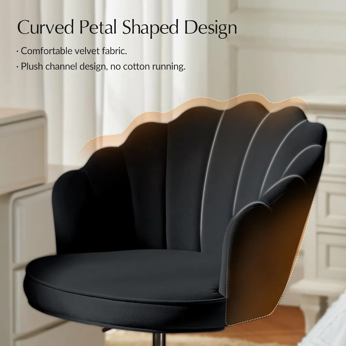 Velvet Office Chair with Gold Base Modern Cute - Image 3