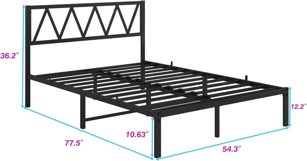 Double Bed Frame with Headboard Heavy Duty Metal - Image 2