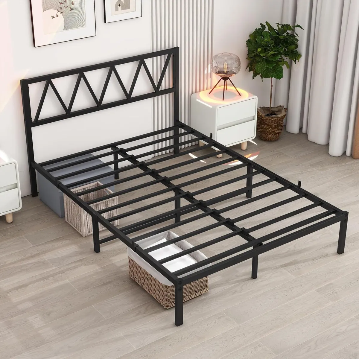 Double Bed Frame with Headboard Heavy Duty Metal - Image 3