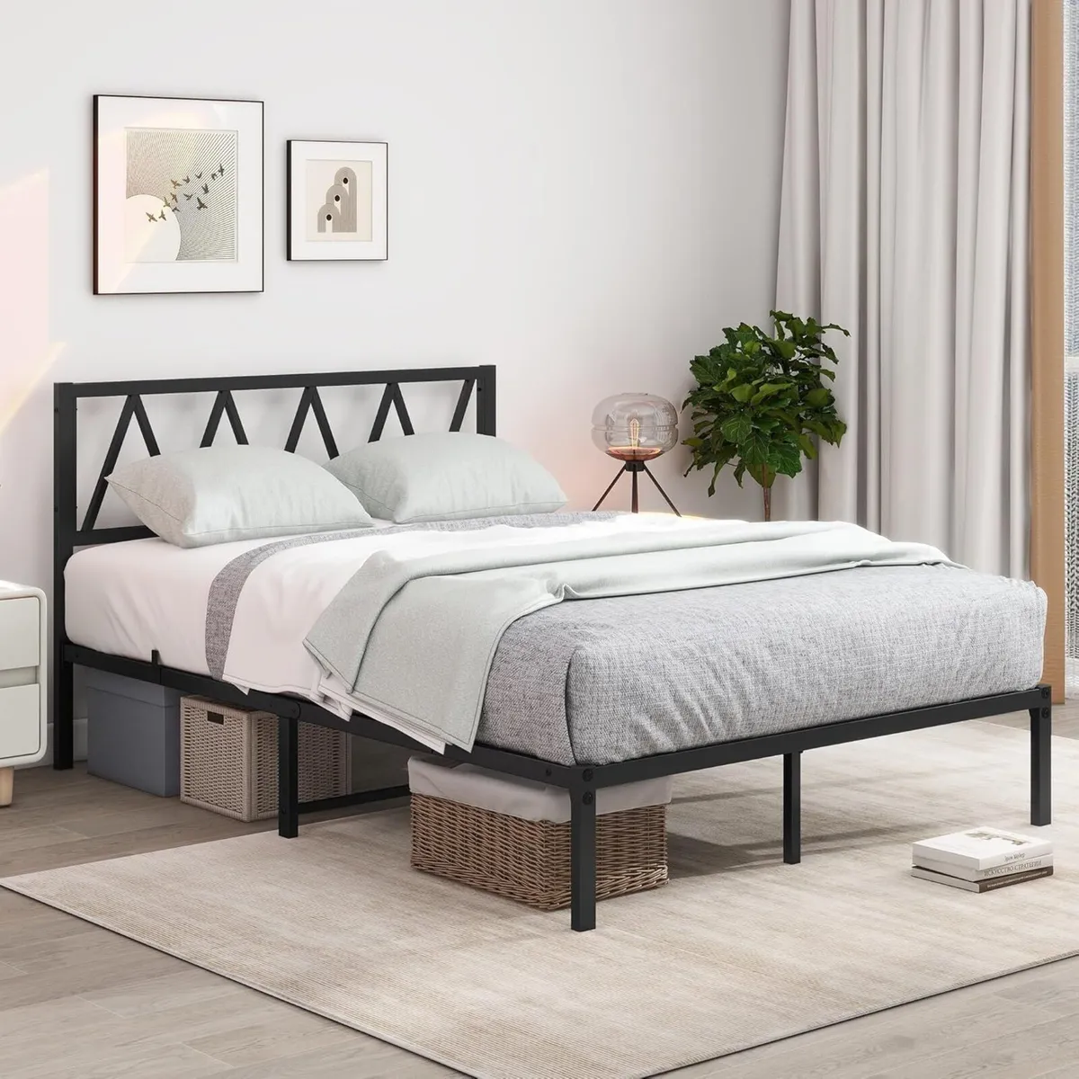 Double Bed Frame with Headboard Heavy Duty Metal - Image 4