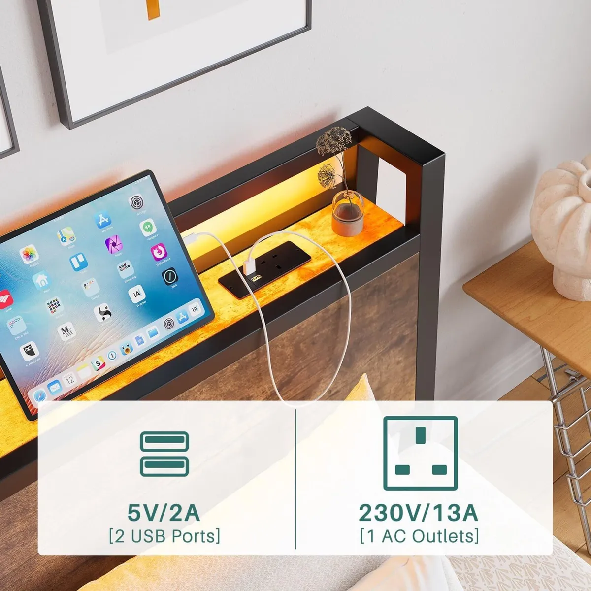 3ft Single Bed Frame with Charging Station and - Image 3