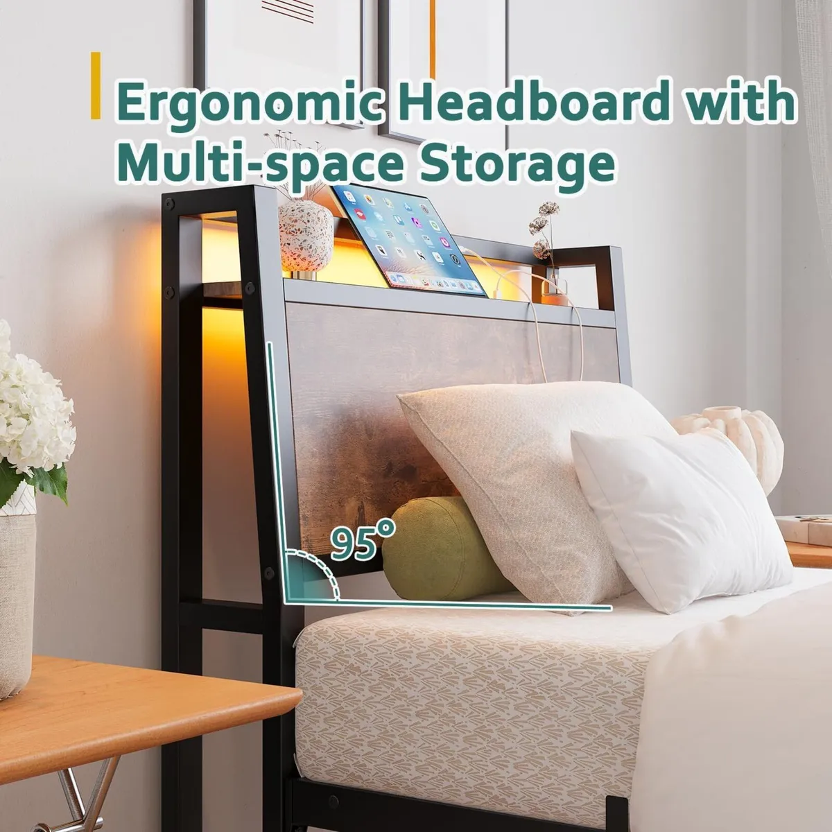 3ft Single Bed Frame with Charging Station and - Image 4