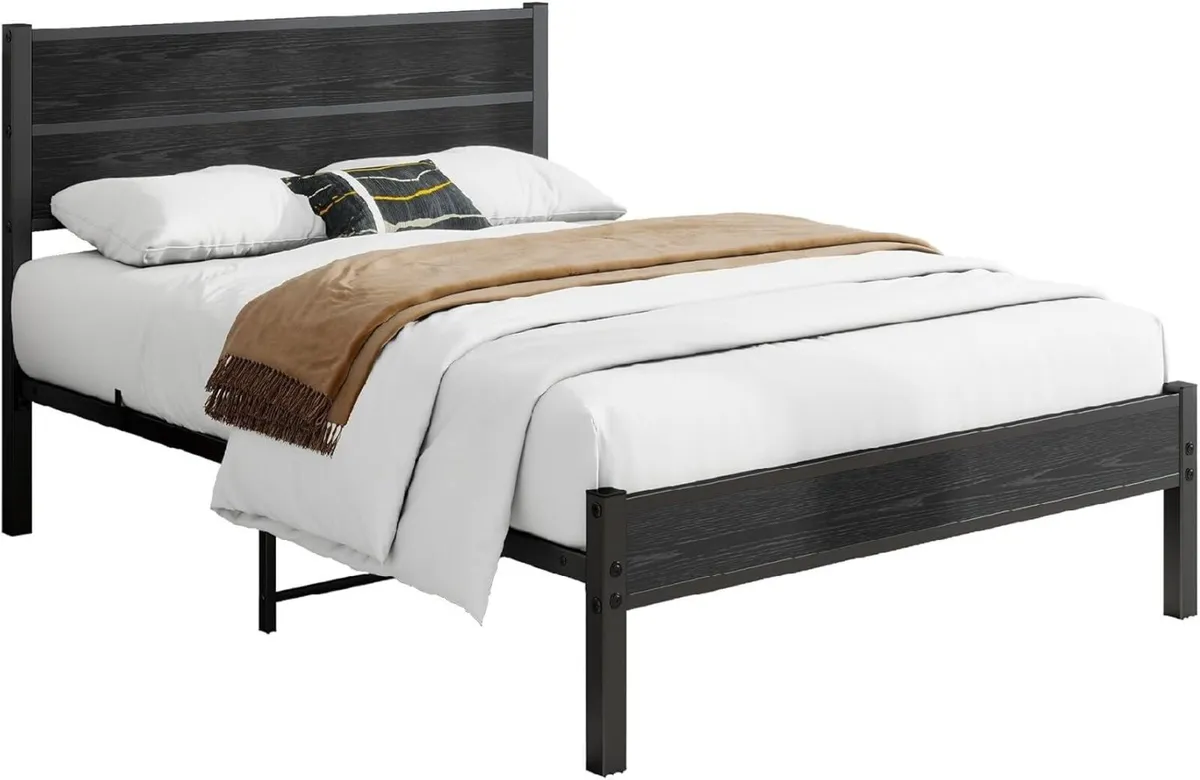 Single Bed Frame with Wooden Headboard and - Image 4