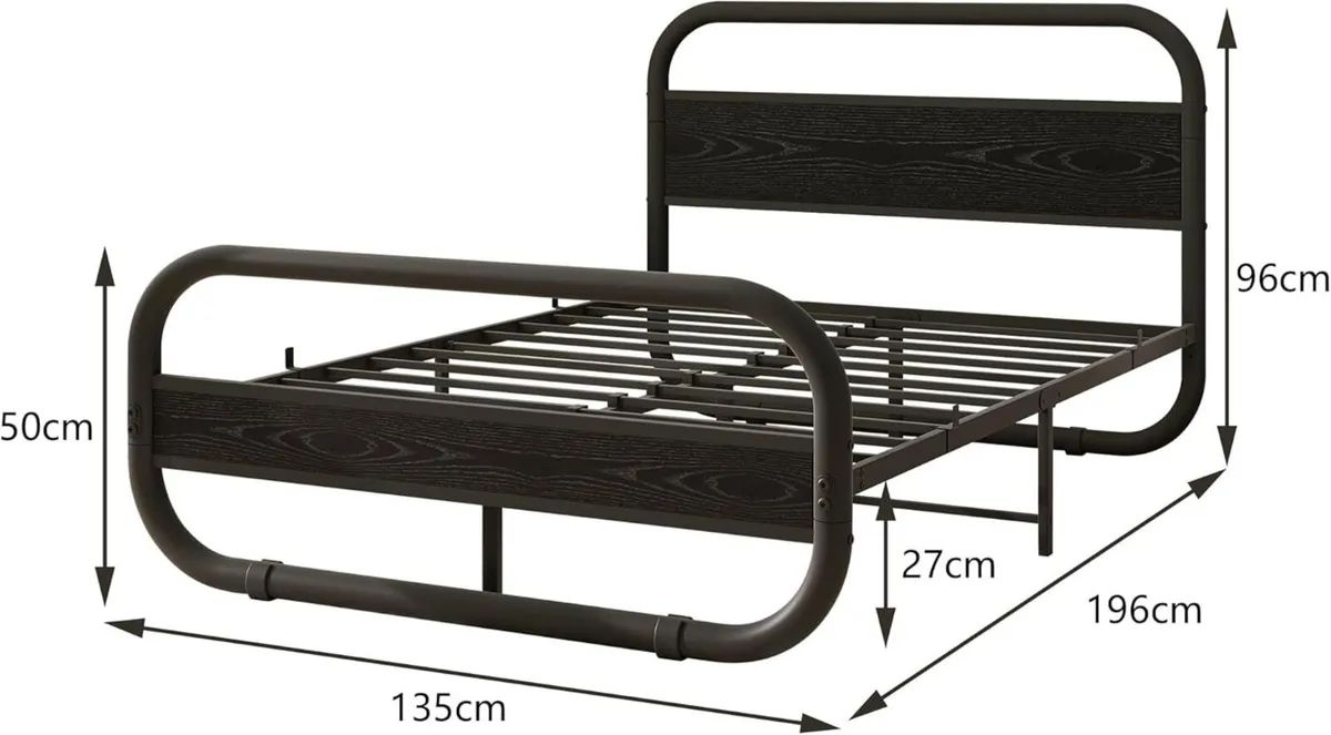 Double Bed Frame with Headboard Metal Platform - Image 2