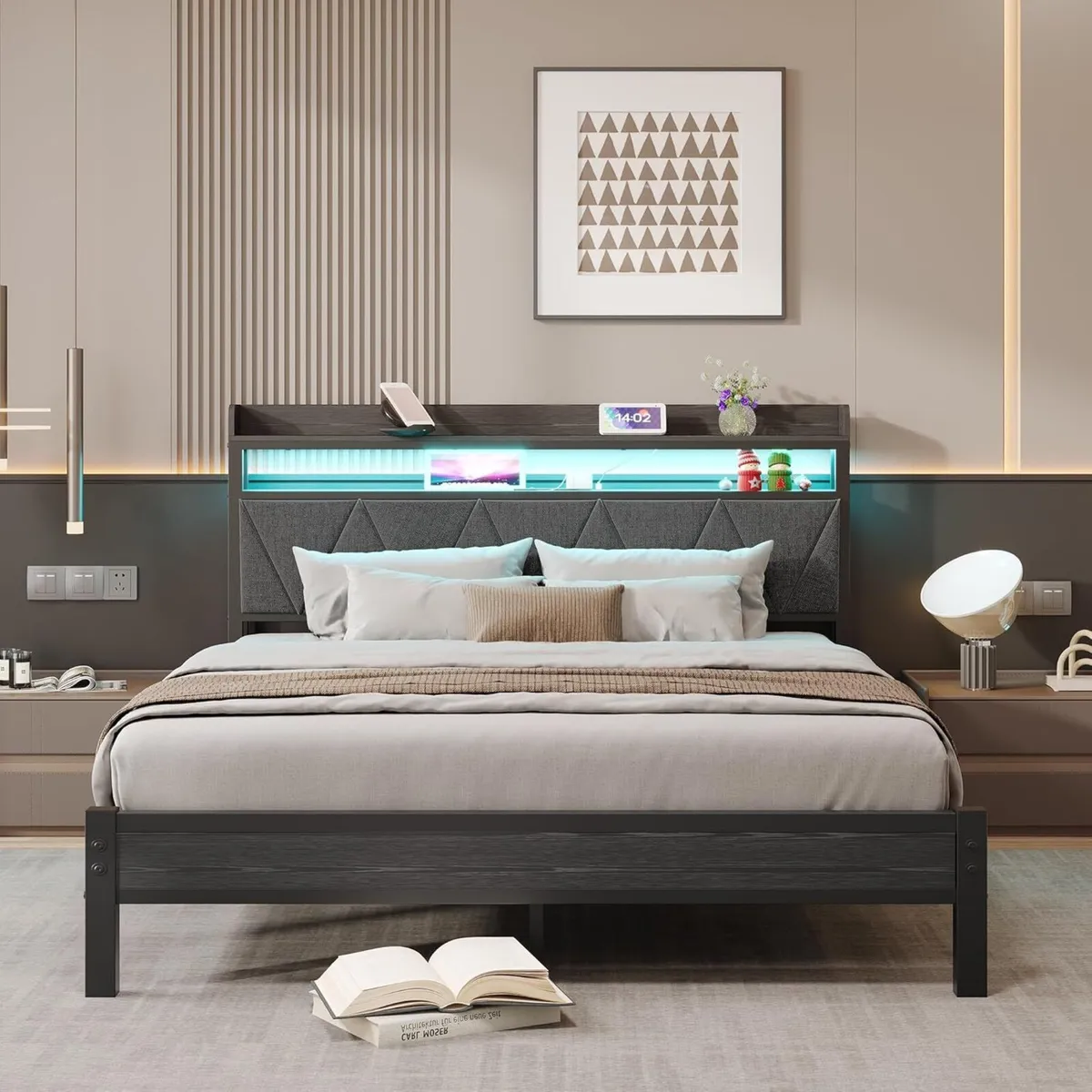 King Size Bed Frames with 5ft Upholstered Wooden - Image 1