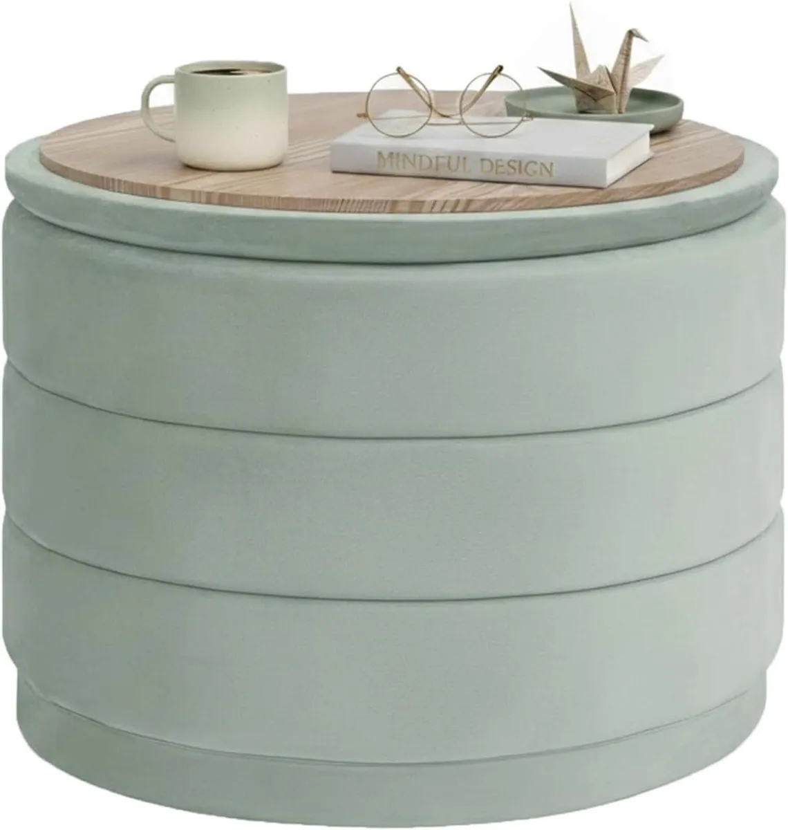 Large Storage Ottoman Round - Folding Foot Rest - Image 1