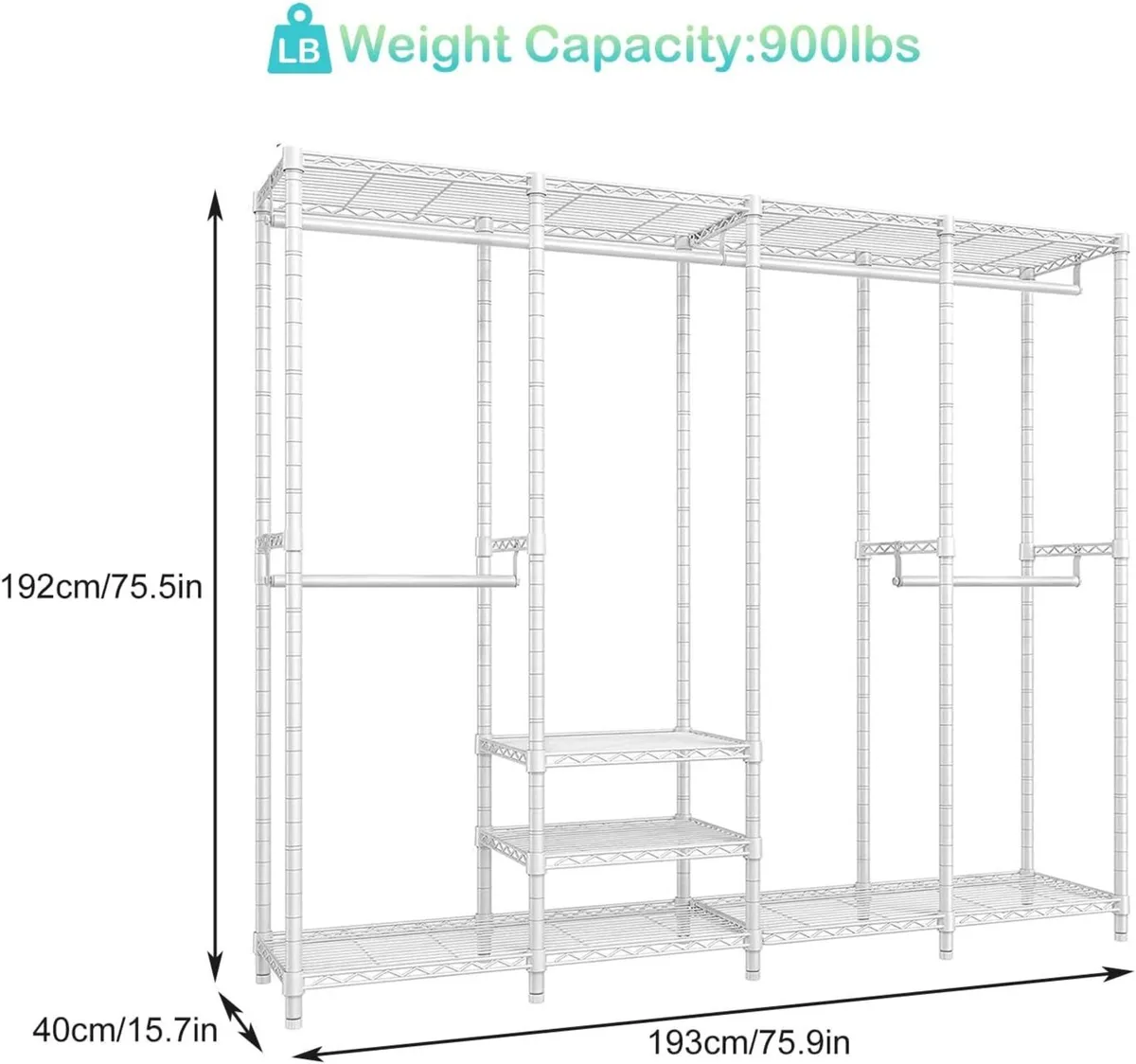 Clothes Rails Heavy Duty Clothing Rail Freestandin - Image 3