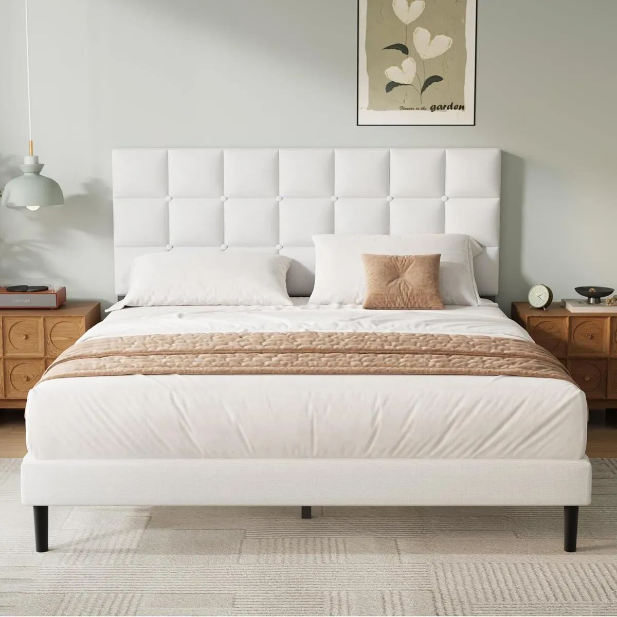 Double Bed Frame Easy Assembly Sturdy Wooden Slat - Image 1