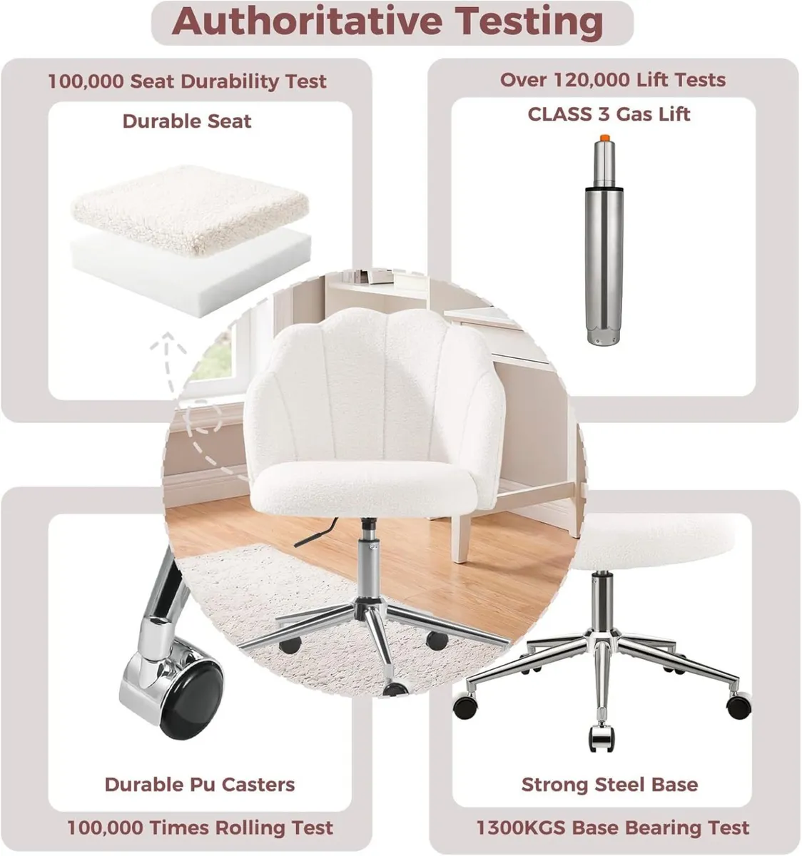 Vanity Chair for Dressing Table with Wheels - Image 4